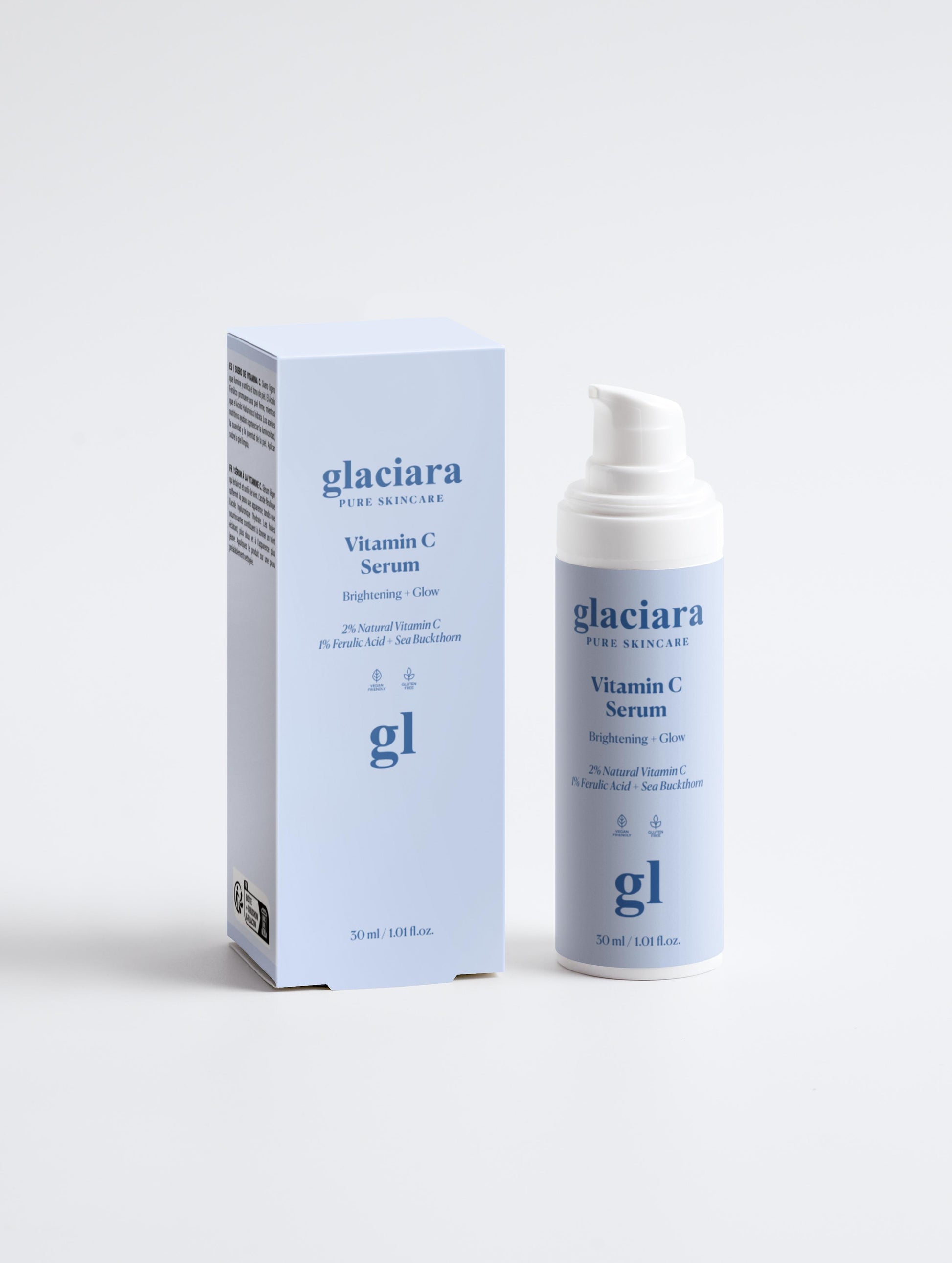Glaciara Vitamin C Serum — natural vitamin C and ferulic acid brightening serum